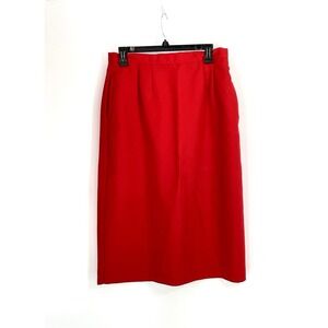 Vtg Worthington Women's 16 Wool Blend Red Knee Length Pencil Skirt Lined USA